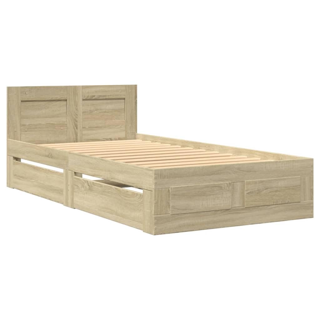 vidaXL Bed Frame with Headboard without Mattress Sonoma Oak 100x200 cm