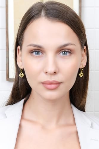 Hoops & Loops 925 Sterling Silver Love Knot Flower Eternity Irish Celtic Design Dangle Lever-back Earrings, Silver, Yellow Gold, Rose Gold & Black Flashed Sterling Silver3