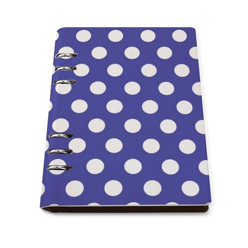 Carnet ligné A5 en cuir PU violet à pois | 90 pages rechargeables