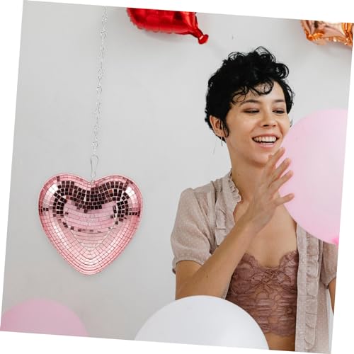 Colgante para Día de San Valentín en forma de corazón, espejo reflectante para fiesta disco, KTV y decoración de pasteles, bolas espejadas decorativas miniatura 7