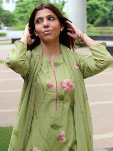 Image of ANNI Designer Viscose Printed Kurta for Women | Kurti Set Woman | Kurta with Pant & Dupatta | Straight Ethnic Suit | Indian Outfit Ladies Dress Stylish Traditional Clothing Office Party Fashion Look