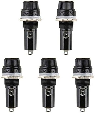 Sourcing Map AC125V/15A 250V/10A 12mm Monté Sur Panneau Porte-fusible 5x20mm