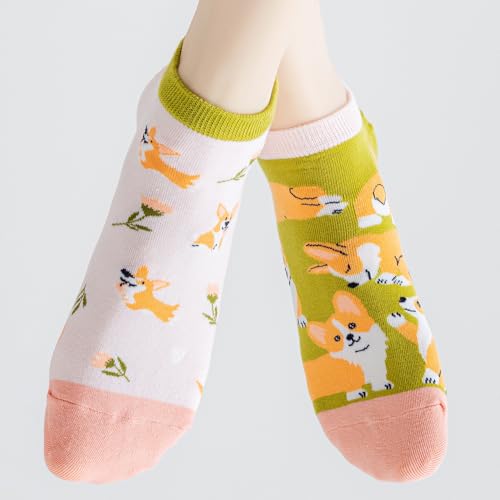 Image of 2 Pairs Funny Cartoon Animal Print Cotton Ankle Socks for Women Teens