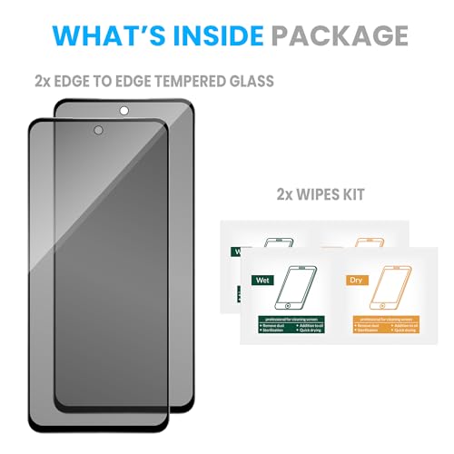 Image of ArmourPro Anti-Spy Privacy Tempered Glass for Motorola G67 Power /Motorola G57 Power - Anti Peeping Screen Protector, Edge to Edge Full Coverage, 9H Hardness, Easy Installation Kit | Pack of 2