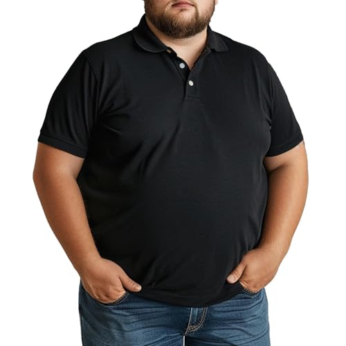 Big and Tall Polo Shirts for Men Short Sleeve Casual Cotton Mens Golf Shirt Classic Button Down Sport Work Shirts