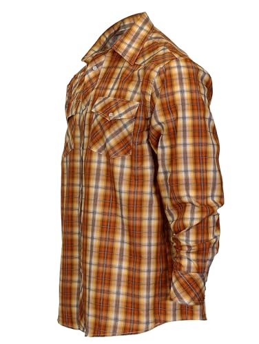 Gioberti Men's Western Plaid Long Sleeve Shirt with Pearl Snap-on3