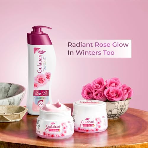 Image of Dabur Gulabari Moisturizing Cold Cream 200gm (100gm x 2) + Gualabari Lip Balm 16gm (8gm x 2) | With Goodness of Natural Rose Oil & Vitamin E | Intense Hydration and Deep Moisturization