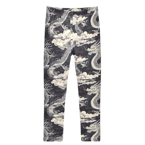 Chinese Dragons and Clouds Girls Leggings Kids Yoga Pants Dance Active Tights 4T