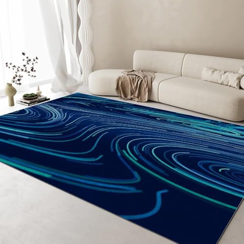 Grand tapis de salon imprimé 3D texture abstraite moderne