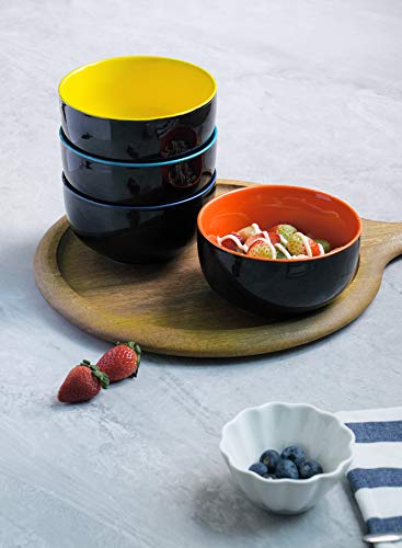 Teocera Cereal Bowl, Soup Bowls Set, Porcelain Microwave Safe Bowl, 22 Ounce For Cereal, Soup, Oatmeal - Set Of 6, Black Multi Color #TOP5