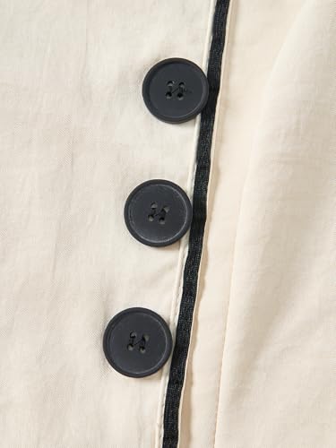 Women's Summer Button Short Sleeve Dress Elegant Crew Neck Work Office Dresses4