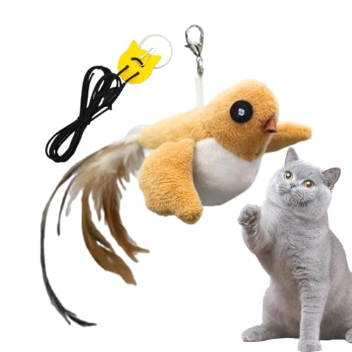 Samuliy Juguete eléctrico para gatos, juguete eléctrico en forma de pájaro para mascotas, juguete interactivo alimentado por pilas con pluma para entrenar, bonito juguete para relajarse y jugar