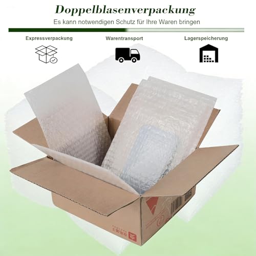 Luftpolsterbeutel 100 Stück, 15x20 cm, Doppelwandige, klare Luftpolstertaschen, nicht selbstversiegelnd. Luftpolsterumschläge sind ideal für Versand, Lagerung & Umzug