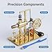 Hot Air Stirling Engine Motor Model,Stirling Engine Kit, Single-Cylinder Metal Stirling Engine External Combustion Engine Motor,DIY Hot Air Engine Gift of Air for Desktop EducationalToy (Gold)