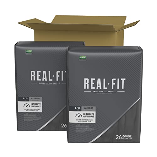 Depend Real Fit Incontinence Underwear For Men, Maximum Absorbency, Disposable, Large/Extra-Large, Black, 52 Count (Packaging May Vary) #TOP1