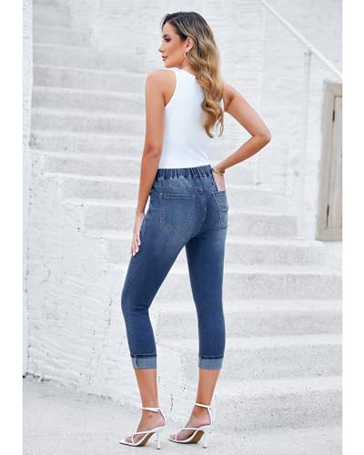 GRAPENT Pull On Jeans for Women High Waisted Skinny Capri Pants Trendy Stretch Denim Cropped Jeans Crop Jeggings Capris3
