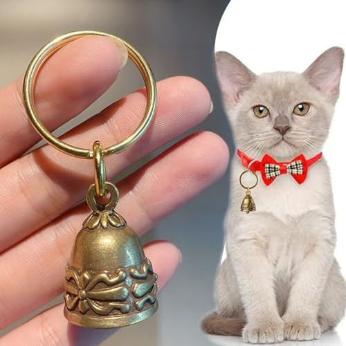 4 PCS Copper Collar Bells for Small Pets - Retro Craft Bells, 0.7 Inch, Not Bulk, DIY, Anti-Lost ID Tags