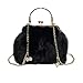 TENDYCOCO Bolso de noche Kiss Lock, bolso de mano con cadena de piel para mujer Negro Size: 20 * 17cm