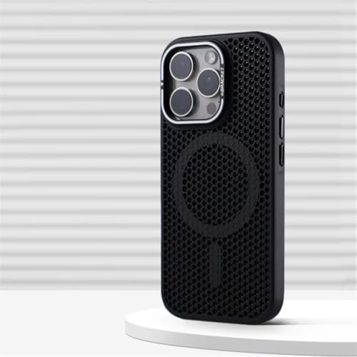 Coque iPhone 11 avec support magnétique et grille anti-surchauffe noire mate