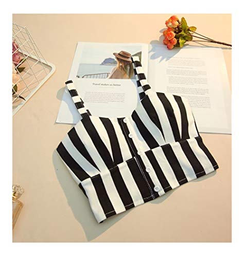 DERFX Recortar Botón Top Mujeres Camis Atado al Cuello de la Camiseta...