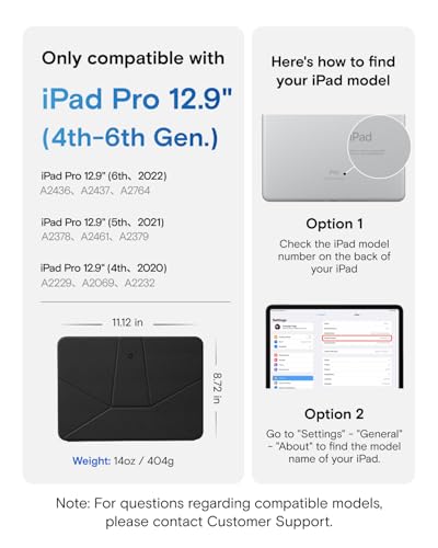Image of MOFT Dynamic Folio Case for iPad Pro 12.9 -inch (6th /5th /4th Generation, 2022 /2021 /2020), Silm Magnetic Stand Case with 20+ Viewing Angles, Auto Wake /Sleep, Ultra Thin, Jet Black