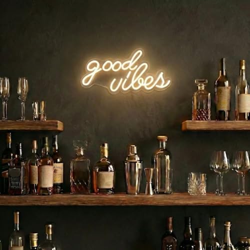 DECANIT Good Vibes Neon Sign Warm White, USB Powered LED Wall Decor | 16.1 x 8.3 in non-dimmable warm white LED sign for living room, wedding, engagement party, or holiday decor - image 7