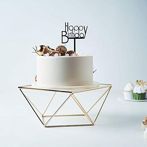 BalsaCircle 14-Inch Gold Clear Metal Glass Geometric Cake Stand - Wedding Reception Birthday Party Events Table Decorations Supplies
