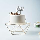 12-Inch Gold Clear Metal Glass Geometric Cake Stand - Wedding Reception Birthday Party Events Table Decorations Supplies