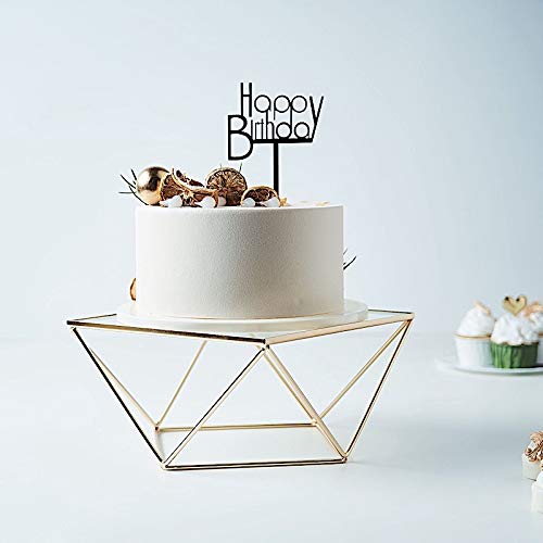 12-Inch Gold Clear Metal Glass Geometric Cake Stand - Wedding