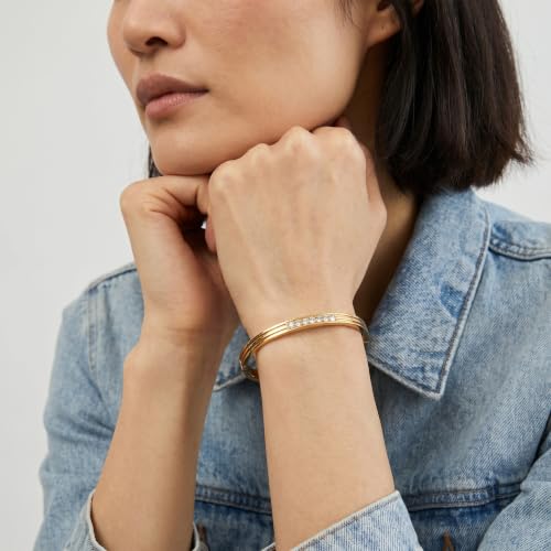 Image of PALMONAS Diamond Allure Bangle Bracelet for Women - Jewellery Gift for Girls & Women | Waterproof & Anti-Tarnish Bracelet, Stylish & Trendy Bracelets for Ladies
