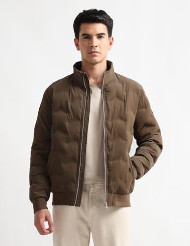 Image of Arrow sport men's regular fit solid puffer jacket