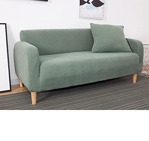 Housse de canapé 3 places vert pur extensible pour grand sofa 190 à 230 cm