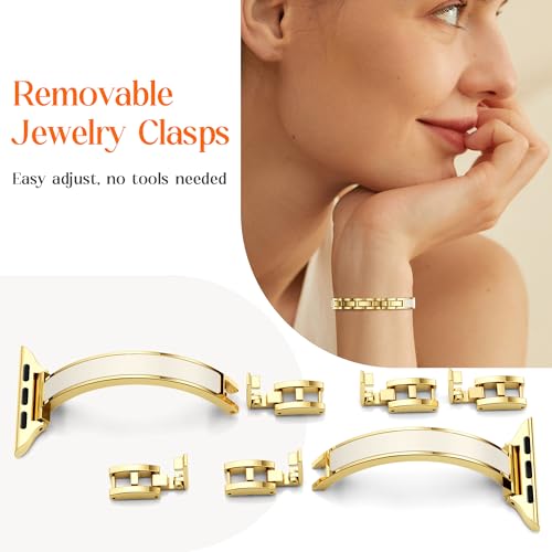 Mosonio Slim Dressy Elegant Bands for Apple Watch Women-Gold/Light Beige by Mosonio - Used condition - Image 2