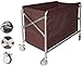 MERTNK Chariots Mobiles, Chariot de Service de Ménage Hotel Buanderie Panier Avec Roues, Chariot de Panier À Linge Pliant Avec Des Sacs Plus Grands, Cadre En Acier Inoxydable/Brown/87 * 52 * 78Cm