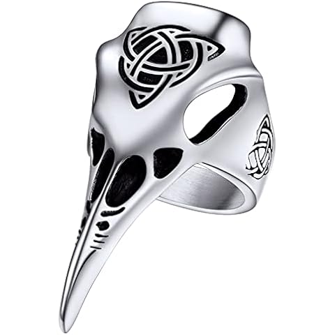 FaithHeart Viking Rabenschädel Fingerring für Herren Jungen Nordic Fingerring mit Keltischer Knot Symbol Punk Gotik Statement Ring mit Geschenkebox für Geburtstag Weihnachten Cover