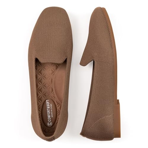 Image of Frank Mully Women's Loafer Flats Square Toe Comfortable Office Work Shoes, Cute Penny Loafer Slip On Walking Driving Shoes