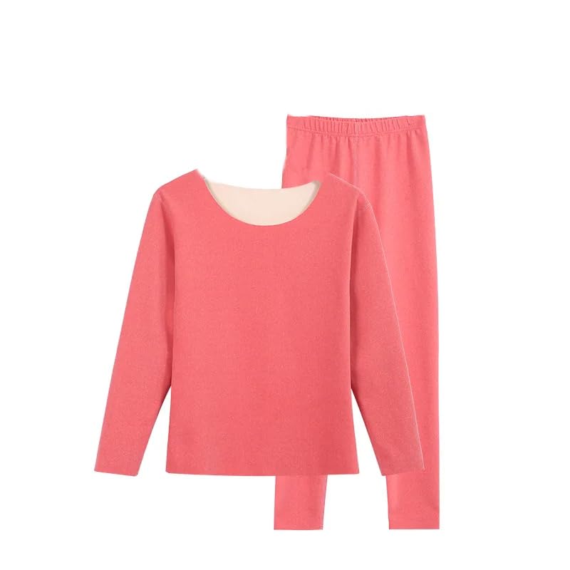 OFFSUM Ropa Interior Térmica Mujer - Conjunto De 2 Piezas De Lencería Delgada para Mujer, Ropa Interior Térmica Gruesa, Tops Cálidos De Invierno + Pantalones, Ropa De Descanso De Color Sólido