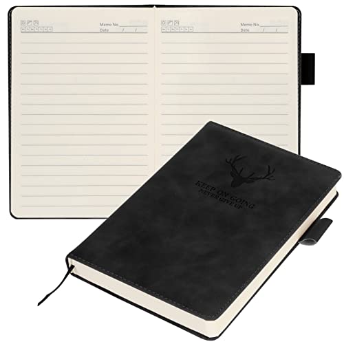 Simpolor A5 Notizbuch aus PU Leder, Hardcover Notizbücher mit Dickem Premium Papier, liniertes College Tagebuch, 360 Seiten, Perfekt für Büro, Schule, Geschäft, Schreiben und Notizen, Schwarz Cover