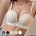HUIBAOS Women's Wireless Push-Up Bra with Seamless,Jacquard Push Up Bralettes (Caramel Color,34/75 AB)
