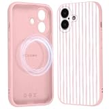 Xylota Cover Magnetica per iPhone 17, Aesthetic Righe Motivo Disegni Moda Rosa Silicone Custodia Compatibile con MagSafe, Antiurto Bumper Protettiva Case Custodie per iPhone 17 6,3'', 01