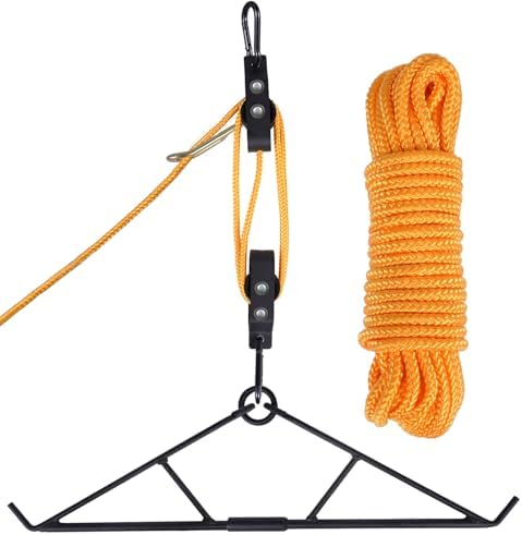 Deer Hanger for Skinning, Deer Hunting Game Hoist Pulley Lift System with Gambrel, Max to 700LB for Hanging and Processing Deer hog Goat