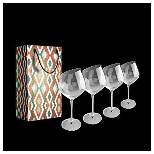 Copas de Vino, Juego de 4 Copas de Vino Tinto（Capacidad: 55 cl/640 ml）， Copas de Vino Blanco con un Tallo Largo para una cumpleaños, Aniversarios, Navidad 640ML