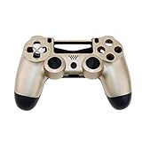 Replacement Full Housing Shell Case Cover Skin with Button JDS-011 for PS4 Doubleshock 4 PS4 1100 Controller (Gold)