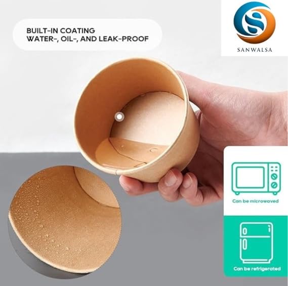 Recipientes desechables de papel duro para manualidades con tapa, 250 ml, paquete de 15 unidades, color marrón
