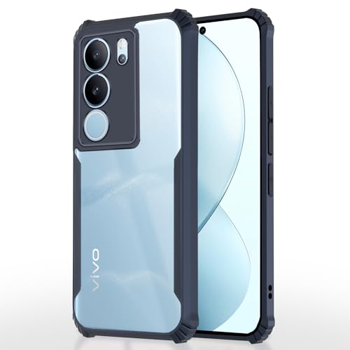 Image of Pikkme Vivo V29 / V29 Pro 5G Back Cover | Crystal Clear Transparent Back | Ultra Hyrbid | Full Camera Protection | Raised Edge | Bumper Back Case (Blue)