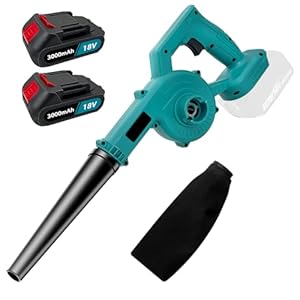 Akku-Laubsauger mit 2 3000mAh Batterien und Ladegerät, Kompatibel mit Makita akku 18V, Elektrischer Laubsauger/Laubbläser mit Blas und Saugset, 18v Akku-Laubbläser Set