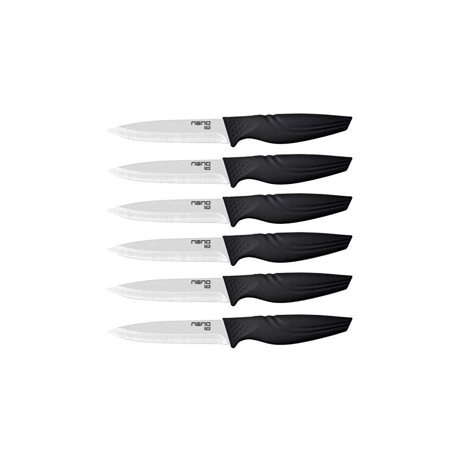 Steak Knives set of 6, Nano ID Ceramic Stake Knife Sharp Ceramic Knife Perfect Festival Present (black)