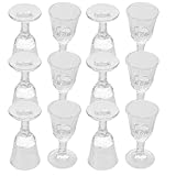 DEARMAMY 12 Vasos de Licor de Cristal Transparentes Tallo y Base Gruesa, Mini Copas Pequeñas de 10 Ml para Whisky y Licores, Juego de 12 Piezas Adecuado para Fiestas y Degustaciones
