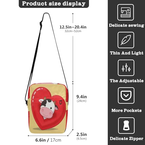 Funny Cartoon Heart Animal Cow small messenger bag for women Crossbody Bags For Women Women's Cross Body Purse Adjustable Strap for Outdoor Daily Outdoor Daily3