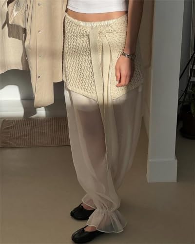 VCM Bloomers Harem Pants Boho Lace Trim Balloon Pants Women Summer Bubble Puffy Long Trousers Casual Vacation Outfits2